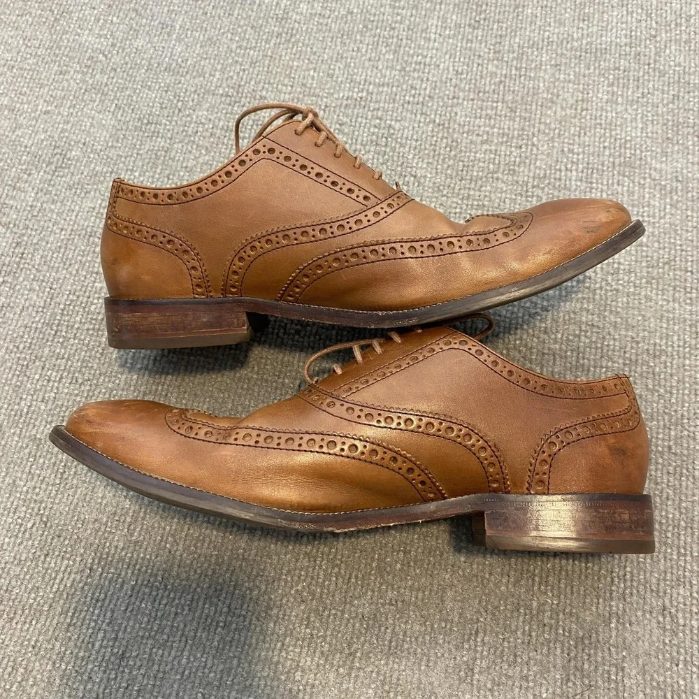 Cole Haan Shoes Mens Size 8 M Brown Leather Wingtip Brogue Dress Oxfords C12210